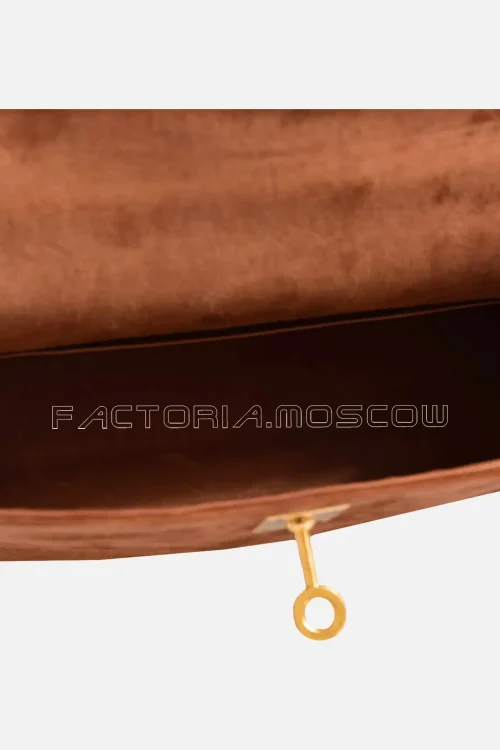 Hermes Kelly Pochette Chocolate Veau Doblis Suede GHW