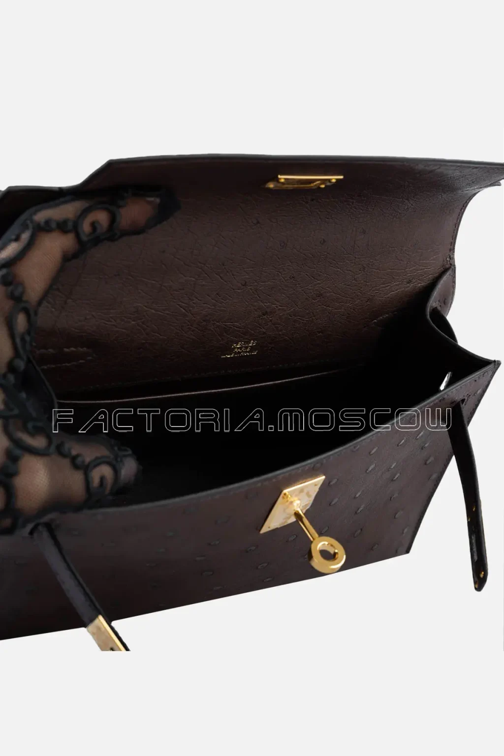 Hermes Kelly Pochette Rouge Sellier Ostrich GHW