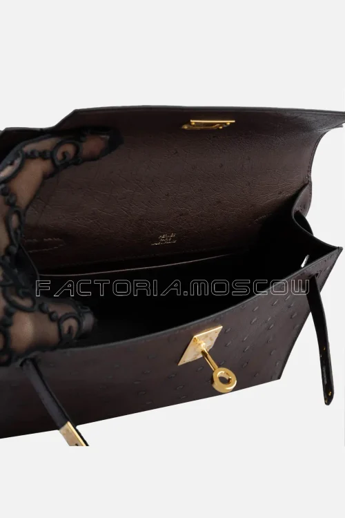 Hermes Kelly Pochette Rouge Sellier Ostrich GHW