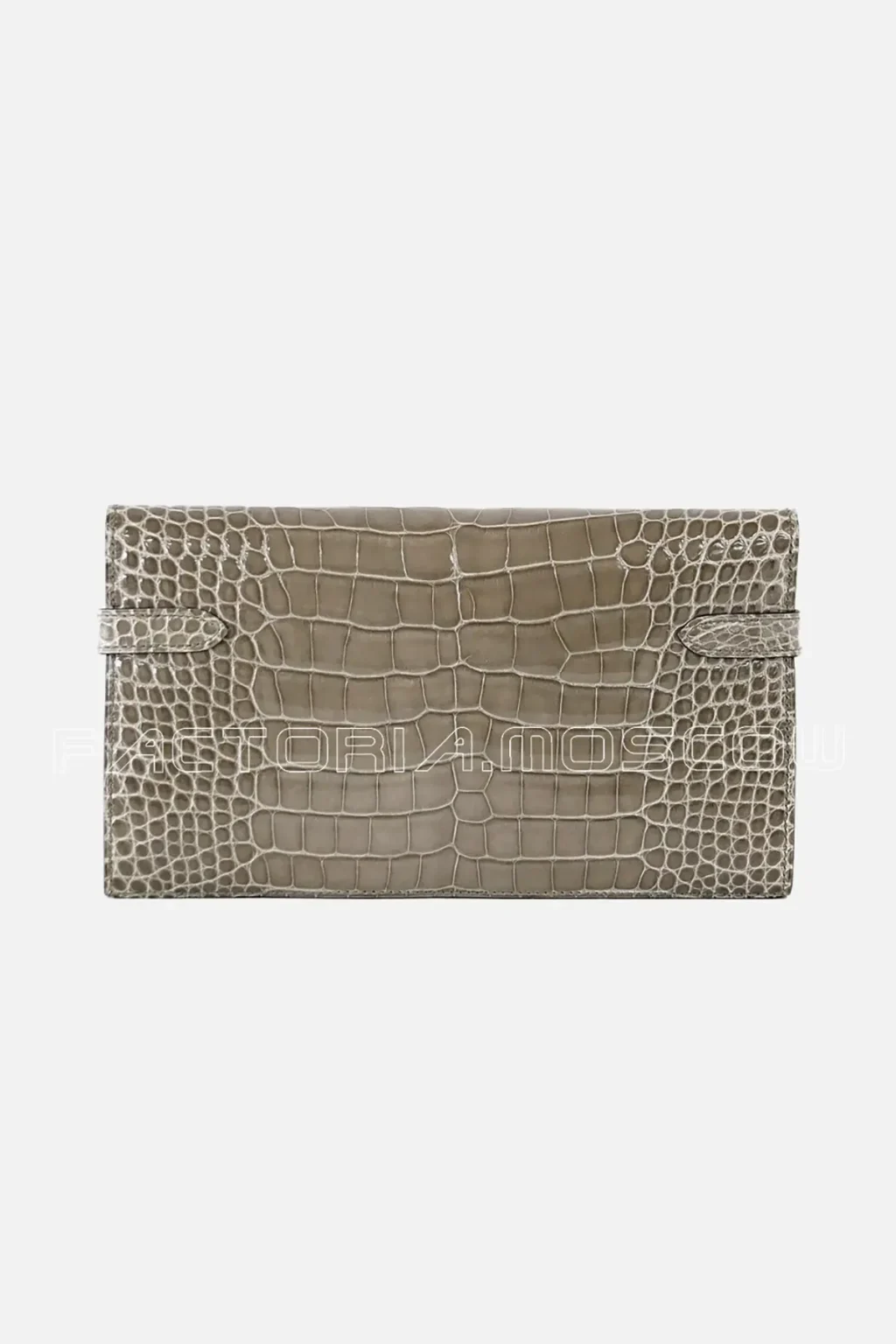 Hermes Kelly long wallet Alligator lisse Gris Tourterelle Hardware Phw