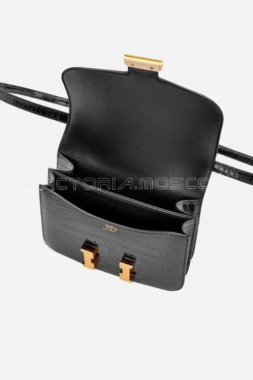 Hermès Mini Constance 18 Shiny Alligator Black GHW