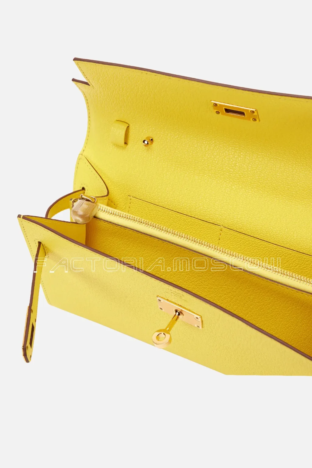 Hermès Kelly To-Go Wallet Jaune Citron Chèvre Mysore GHW