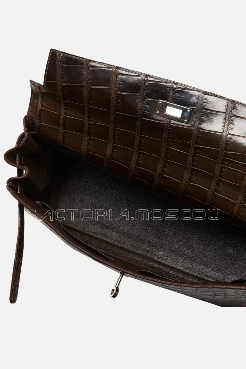 Hermès Kelly Retourne 35 Alligator Matte Colour Ebene PHW