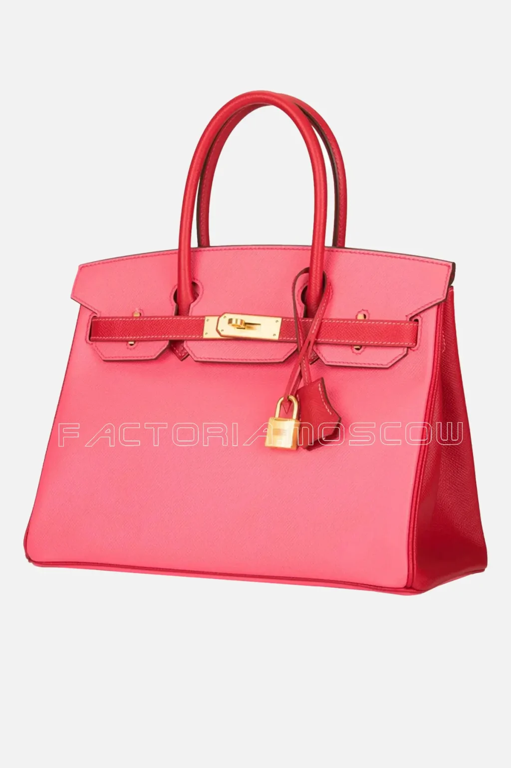 Hermes HSS Bi-Color Rose Azalee and Rouge Casaque Epsom Birkin 30 Brushed GHW