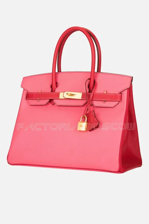 Hermes HSS Bi-Color Rose Azalee and Rouge Casaque Epsom Birkin 30 Brushed GHW