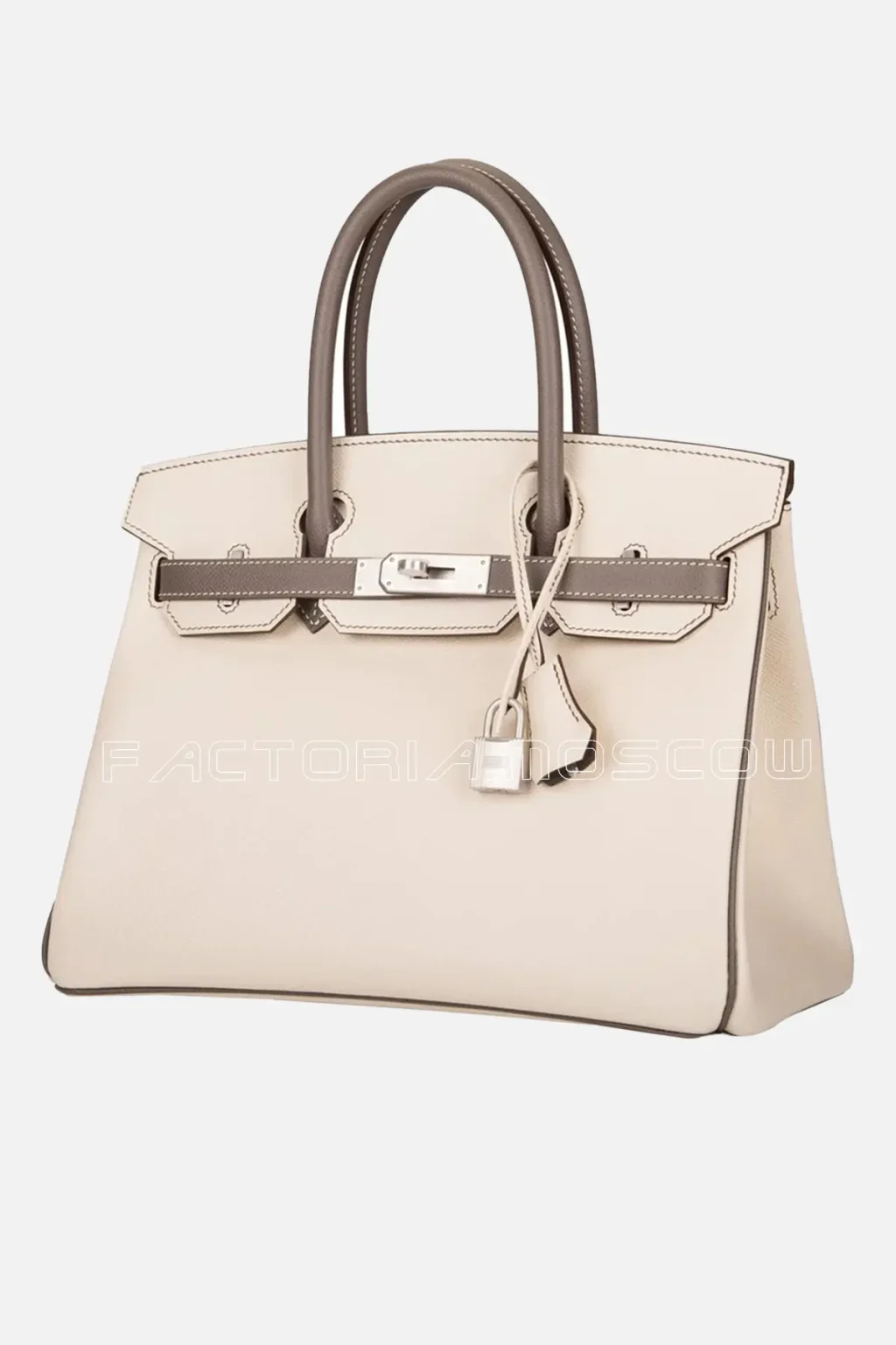 Hermes HSS Bi-Color Craie And Etain Epsom Birkin 30 Brushed PHW