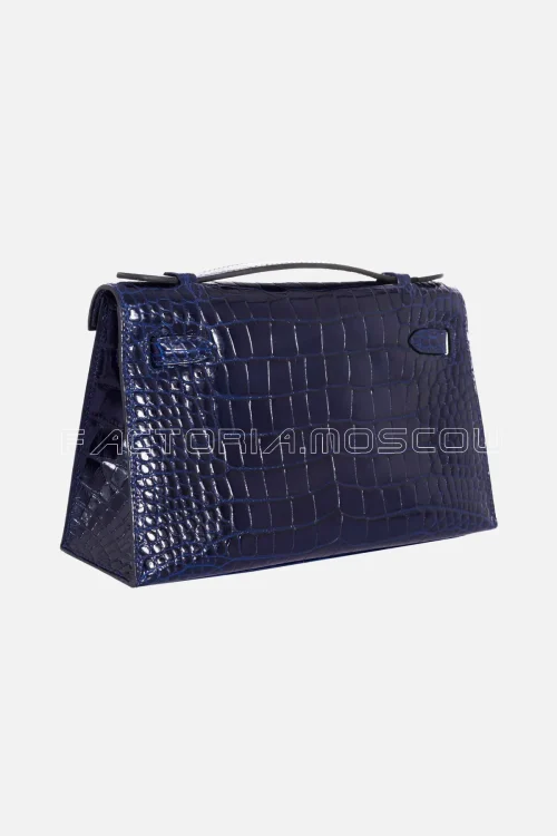 Hermes Kelly Pochette Blue Sapphire Alligator Lisse GHW