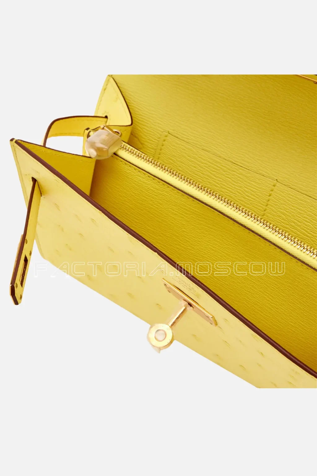 Hermès Kelly To-Go Wallet Jaune Citron Ostrich GHW