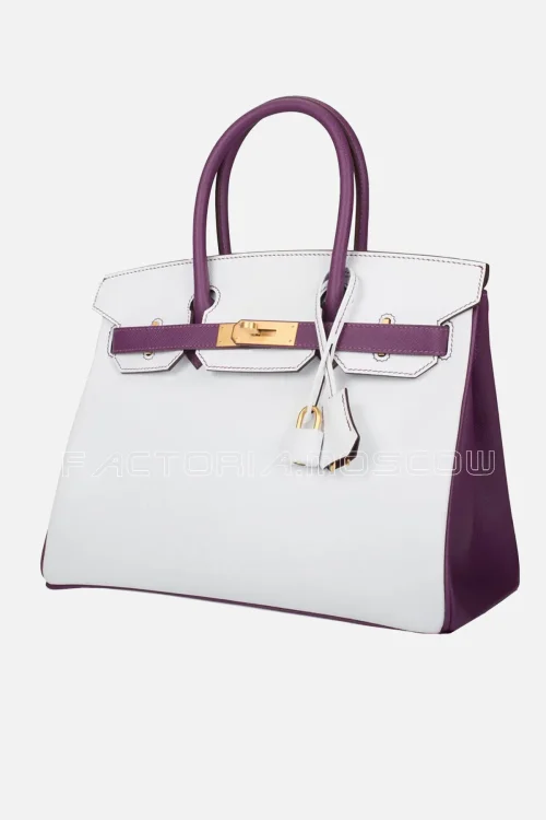 Hermes HSS Bi-Color White and Anemone Epsom Birkin 30 Brushed GHW