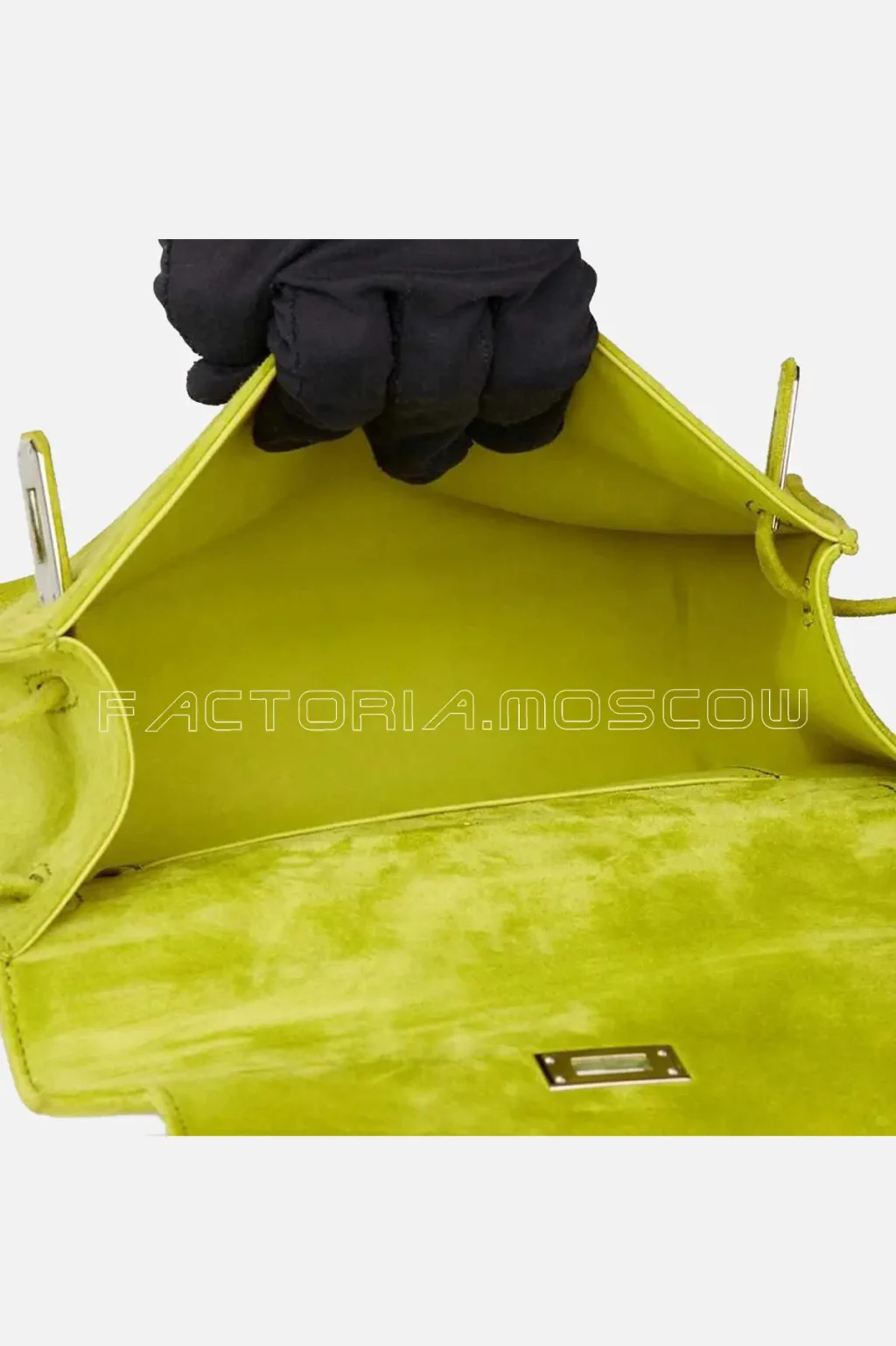 Hermes Kelly Pochette Vert Anis Veau Doblis Suede PHW