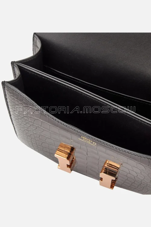 Hermès Mini Constance 18 Black Shiny Alligator RGHW