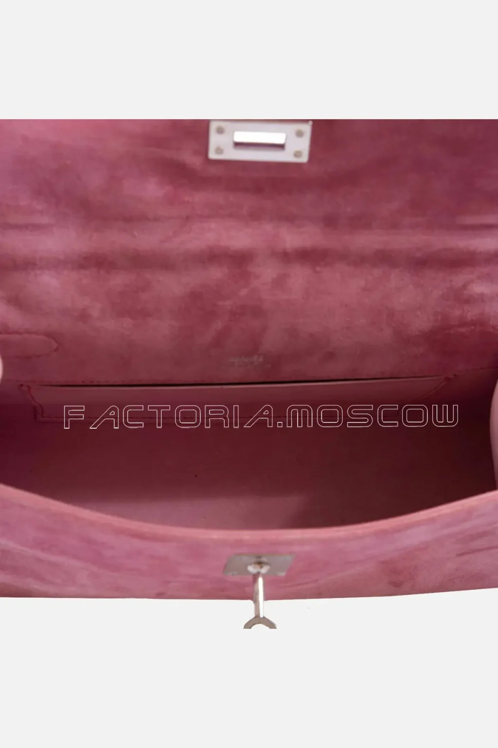 Hermes Kelly Pochette Pink Veau Doblis Suede PHW