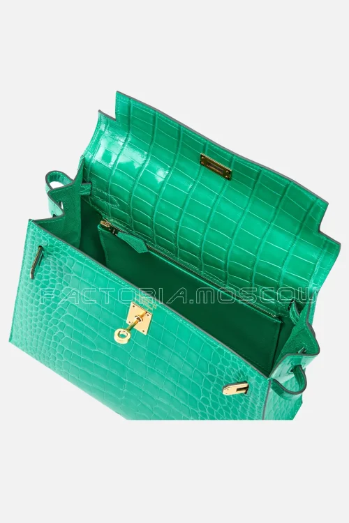 Hermès Kelly Sellier 25 Shiny Alligator Colour Vert Jide GHW