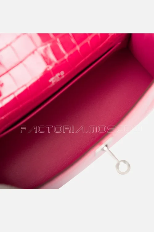 Hermes Kelly Pochette Shiny Alligator Colour Rose Extreme Permabrasse Hardware