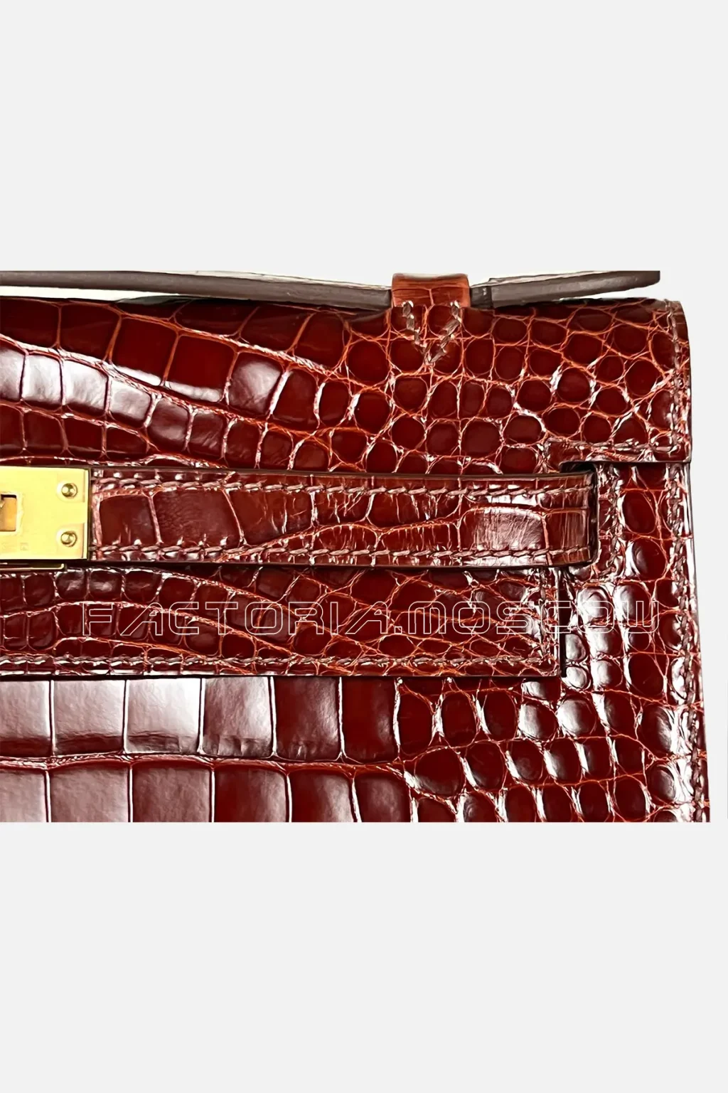 Hermes Kelly Pouchette Alligator lisse Colour Miel (Honey Brown) GHW