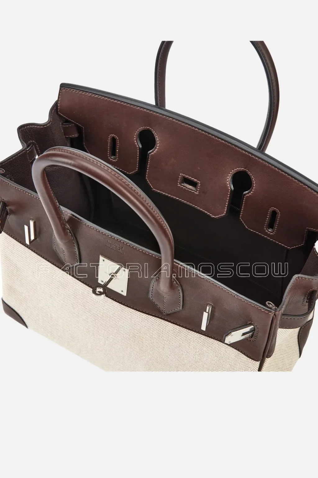 Hermes Limited Edition Ebene Evercalf and Ecru Toile Birkin 30 PHW