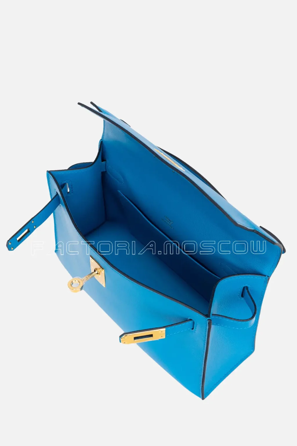 Hermès Kelly Pochette Swift Colour Blue Frida GHW