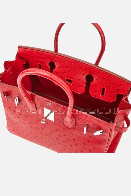 Hermes Rouge Vif Ostrich Birkin 30 PHW