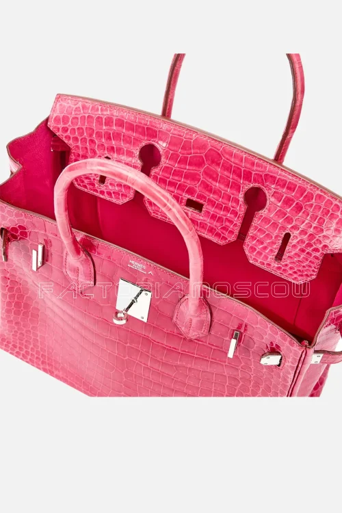 Hermes  Birkin 30 Fuchsia Shiny Porosus Crocodile PHW