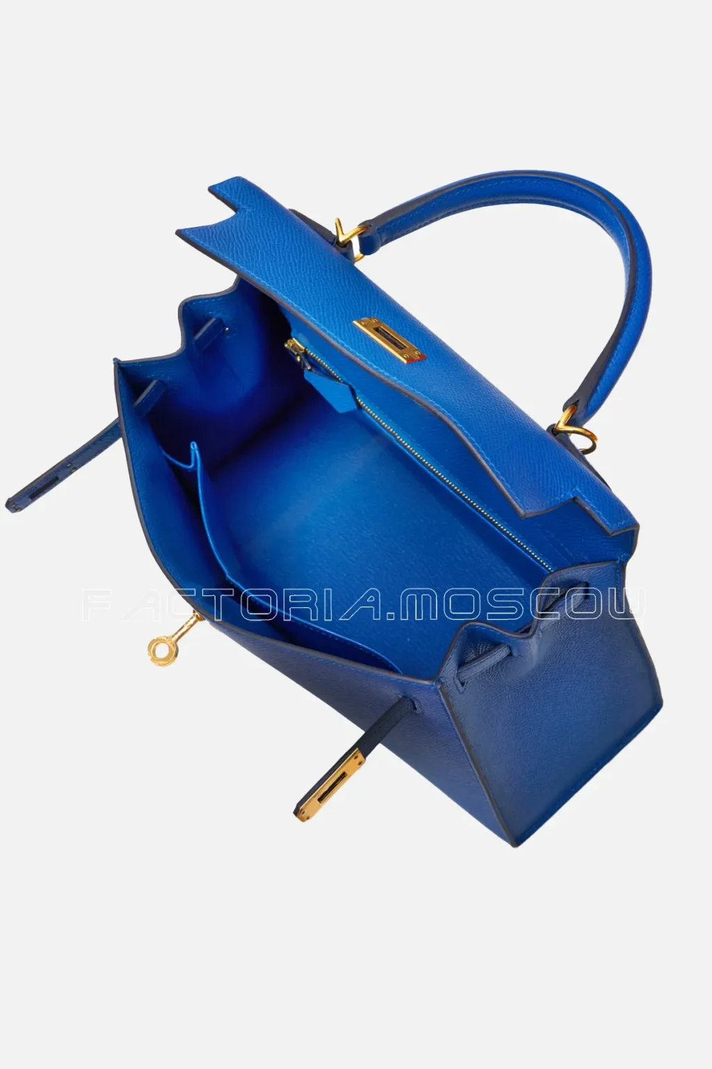 Hermès Kelly Sellier 25 Epsom Colour Bleu France GHW