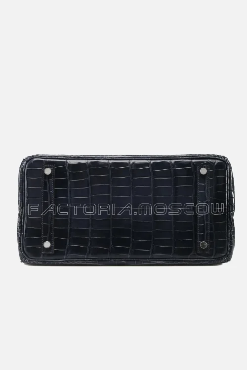 Hermes Birkin 30 Shiny Porosus Bleu Tempête PHW