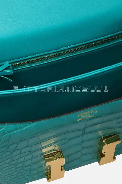 Hermes Constance 24 Matte Bleu Paon Alligator PHW
