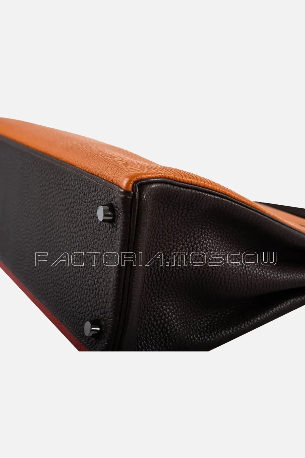 Hermes Kelly Retourne 32 Togo Colour Orange/Rouge Vif/Ebene Ruthenium Hardware