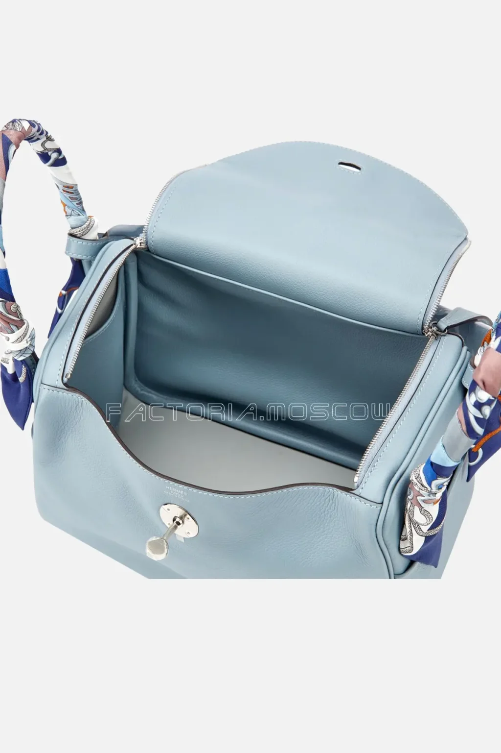 Hermès Lindy 26 Bleu Lin Evercolor PHW