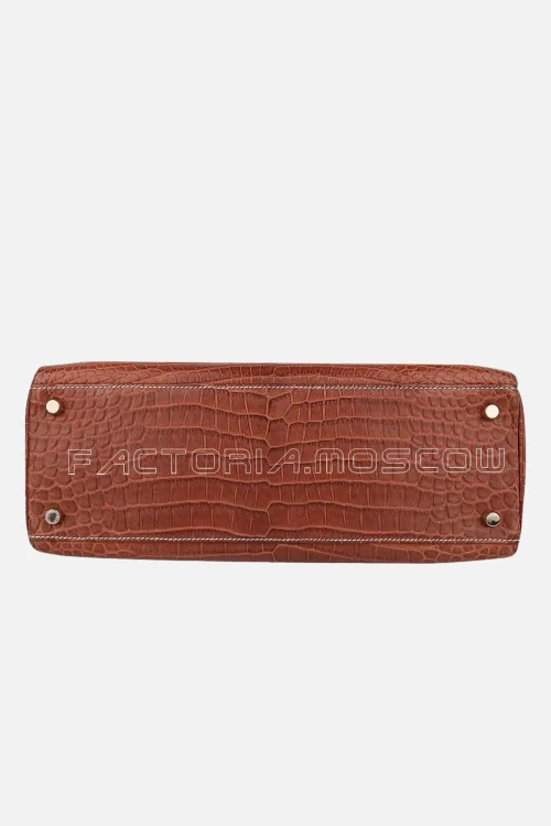 Hermes Kelly Retourne 32 Bag Matte Fauve Barenia Porosus Crocodile GHW