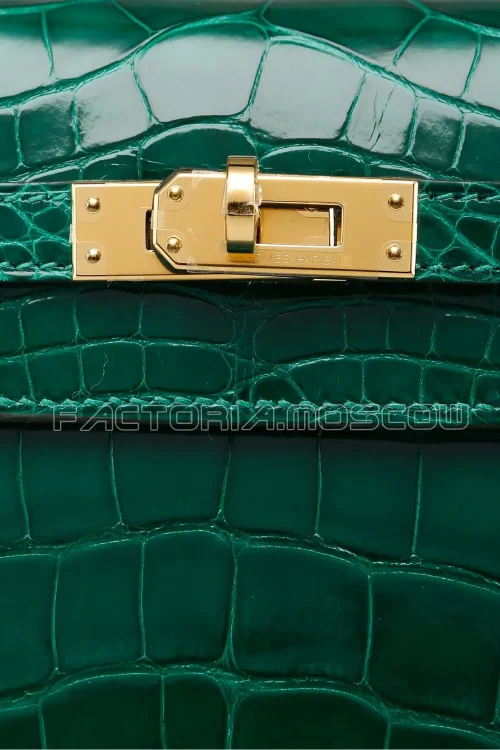 Hermes Kelly Sellier 25 Shiny Crocodile Niloticus Vert Emeraude GHW