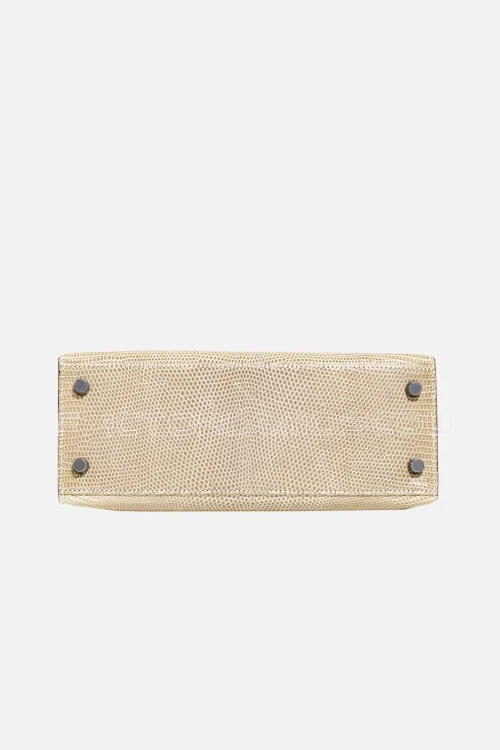 Hermès Kelly Sellier 25 Varanus Niloticus Lizard Colour Gris Ficelle PHW