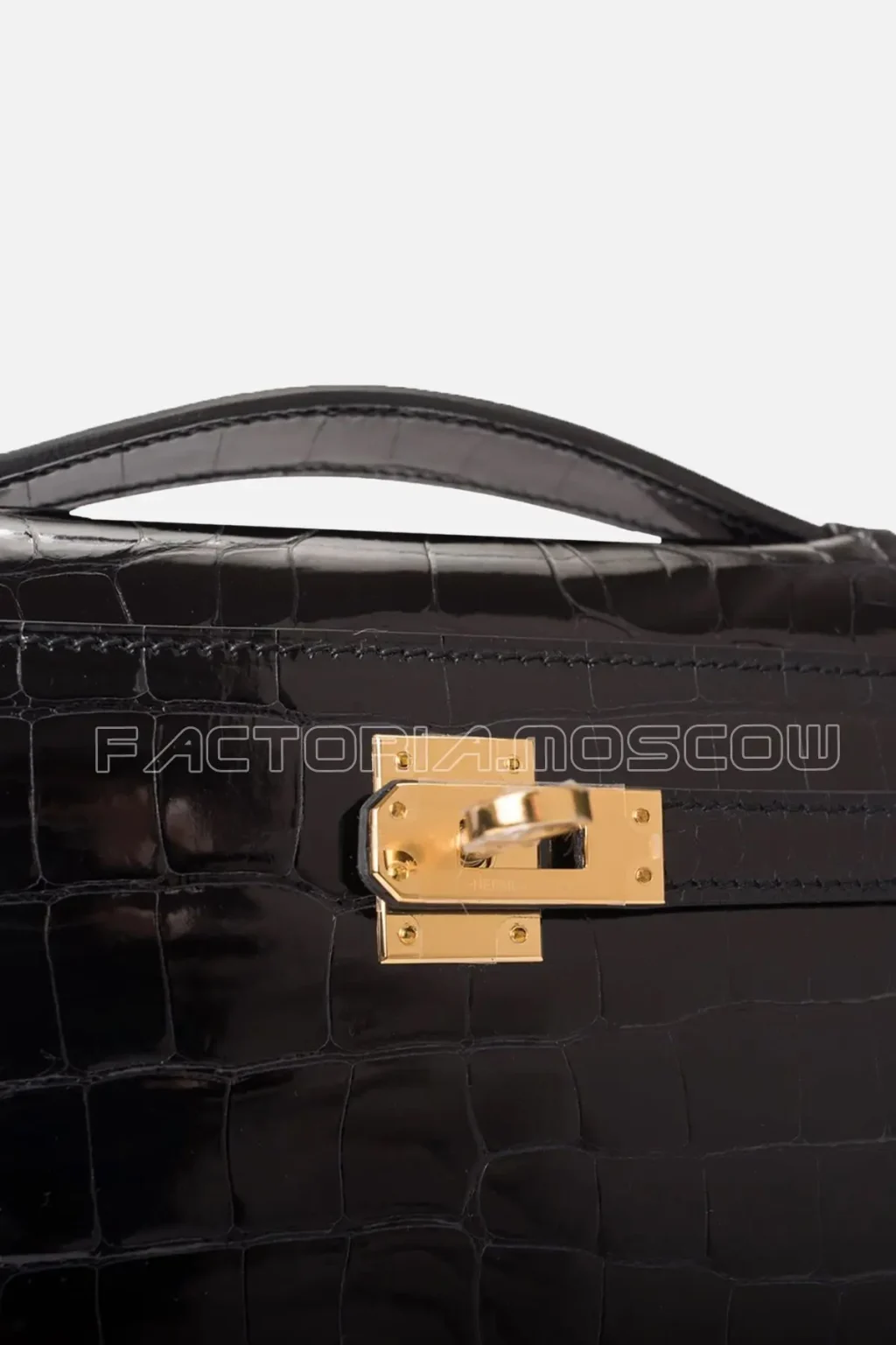 Hermes Kelly Pouchette Alligator lisse Colour Black GHW