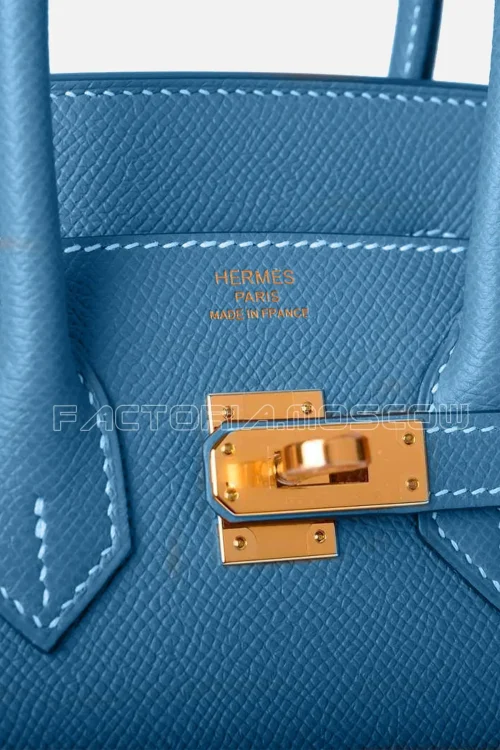 Hermes Birkin Sellier 25 Epsom Blue Jeans GHW