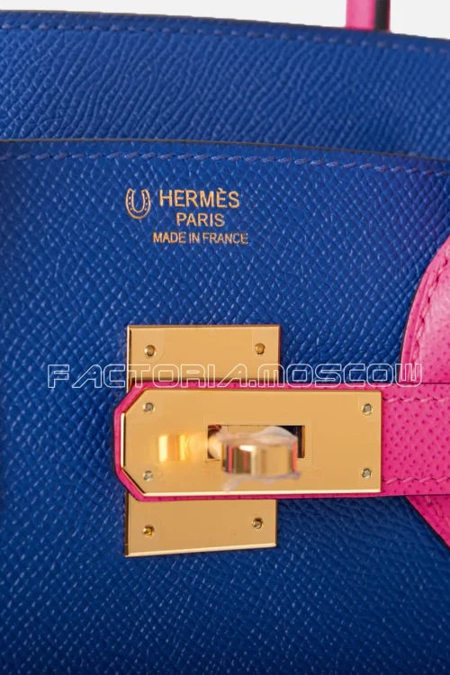 Hermes HSS Bi-color Birkin 30 Epsom Blue Electric/Rose Pourpre GHW
