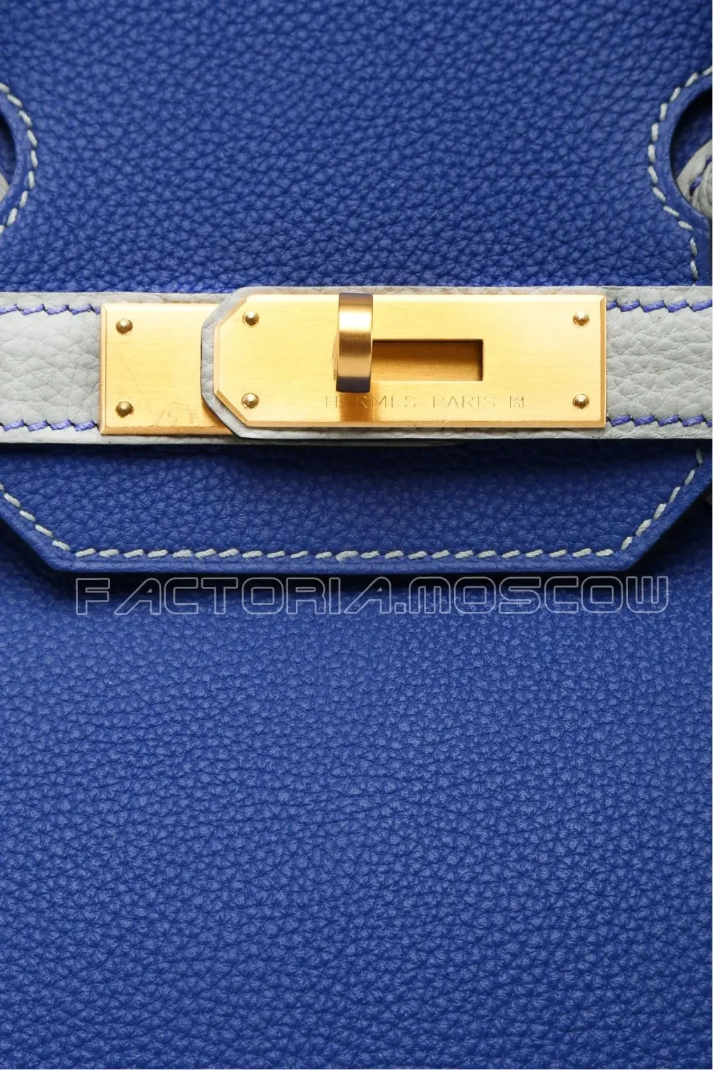 Hermes Birkin 30 Togo HSS Special Order Blue Electric/Gris Pearl GHW