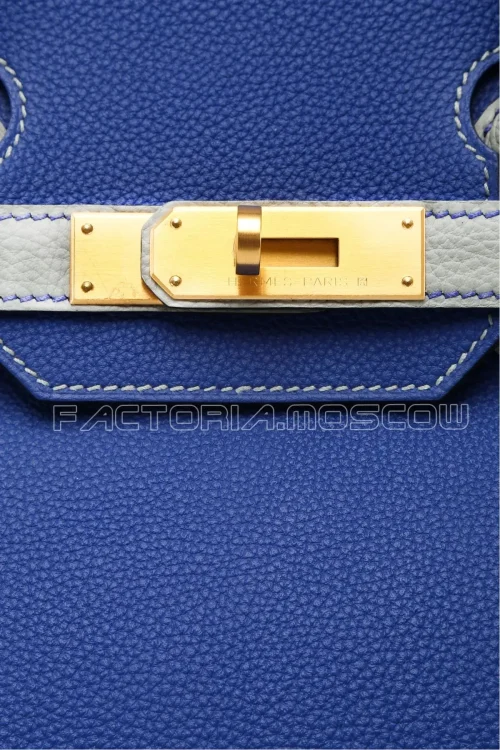 Hermes Birkin 30 Togo HSS Special Order Blue Electric/Gris Pearl GHW