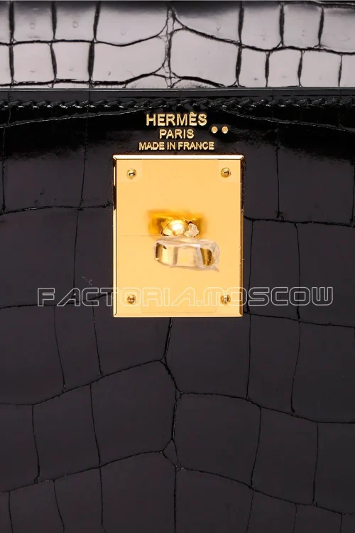 Hermes Kelly Sellier 28 Crocodile Niloticus Lisse Colour Noir GHW
