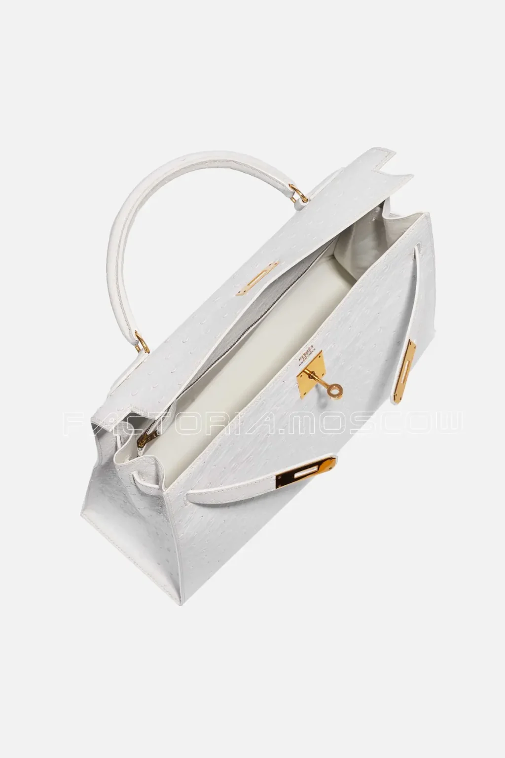 Hermès Kelly Sellier 32 Ostrich Colour Blanc GHW