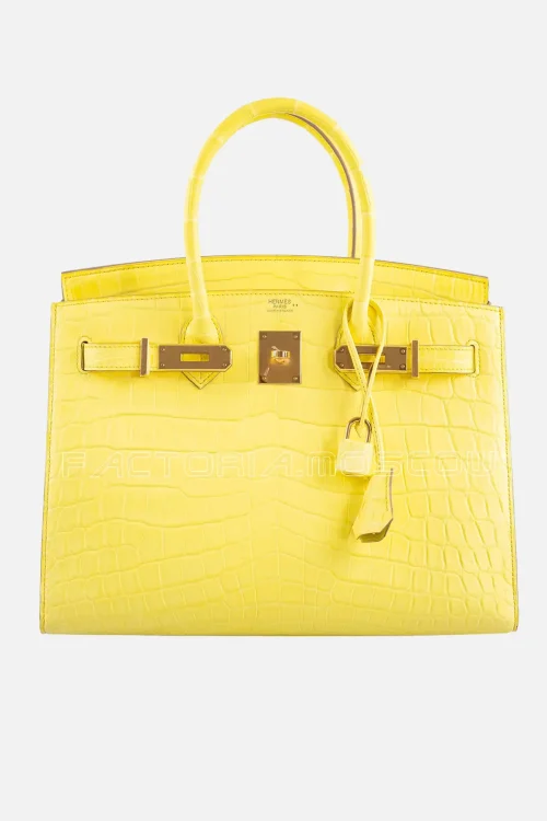 Hermes Birkin 30 Sellier Jaune Citron Matte Niloticus Crocodile GHW