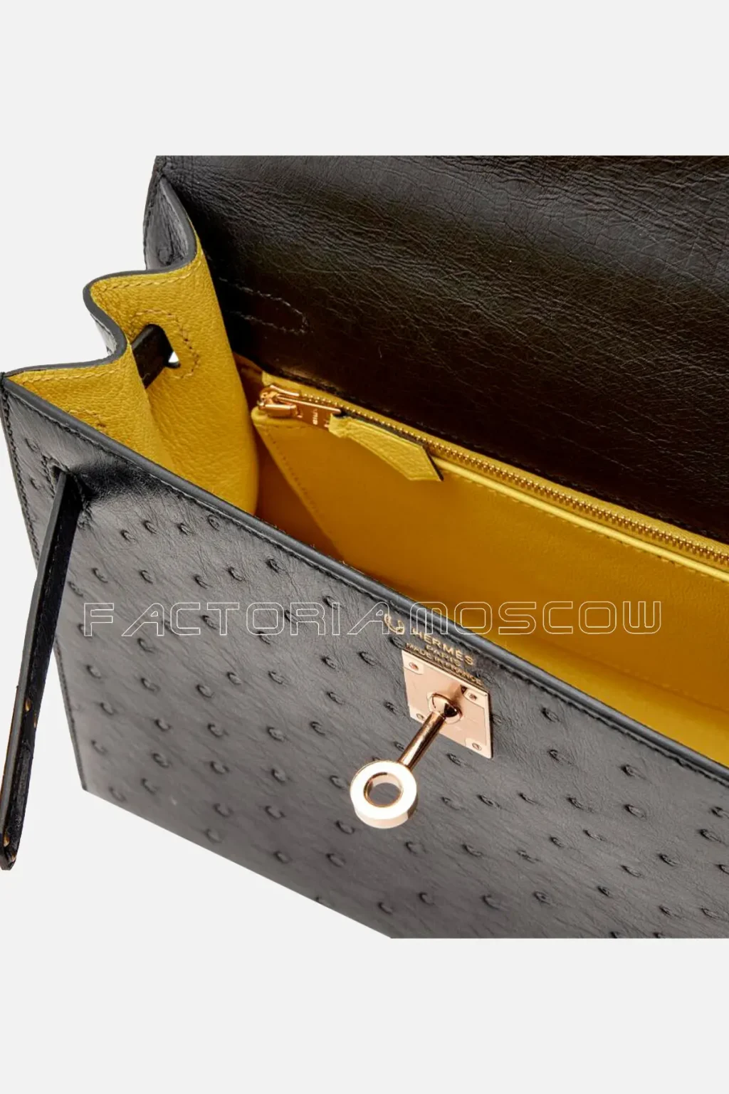 Hermès Kelly Sellier 25 Ostrich Black And Lime Permabrass Hardware
