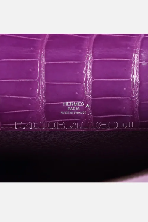 Hermès Kelly Cut Ultraviolet Shiny Porosus Crocodile PHW
