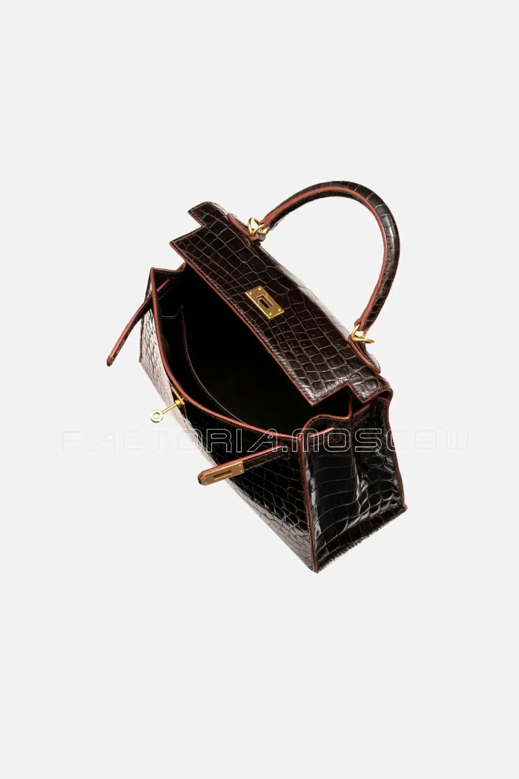 Hermès Kelly Sellier 25 Shiny Porosus Crocodile Colour Cocaon GHW