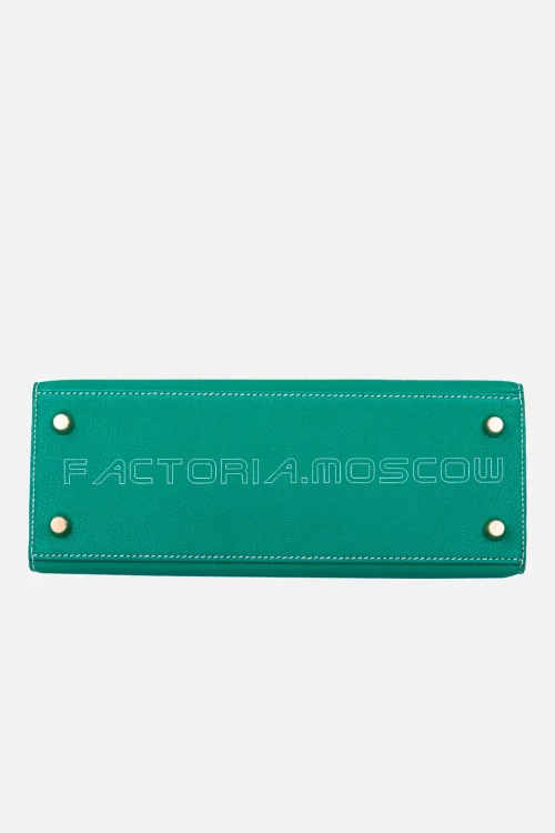 Hermès HSS Kelly Sellier 25 Chèvre Leather Colour Vert Vertigo And Gris Perle GHW