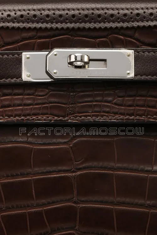 Hermes Kelly Retourne Ghillies 32 Alligator Matte Colour Ebene PHW