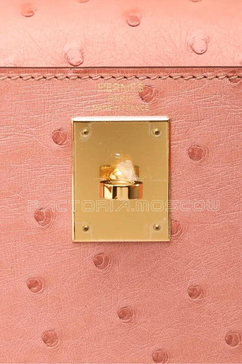 Hermes Kelly 28 Sellier Terre Cuite Ostrich GHW