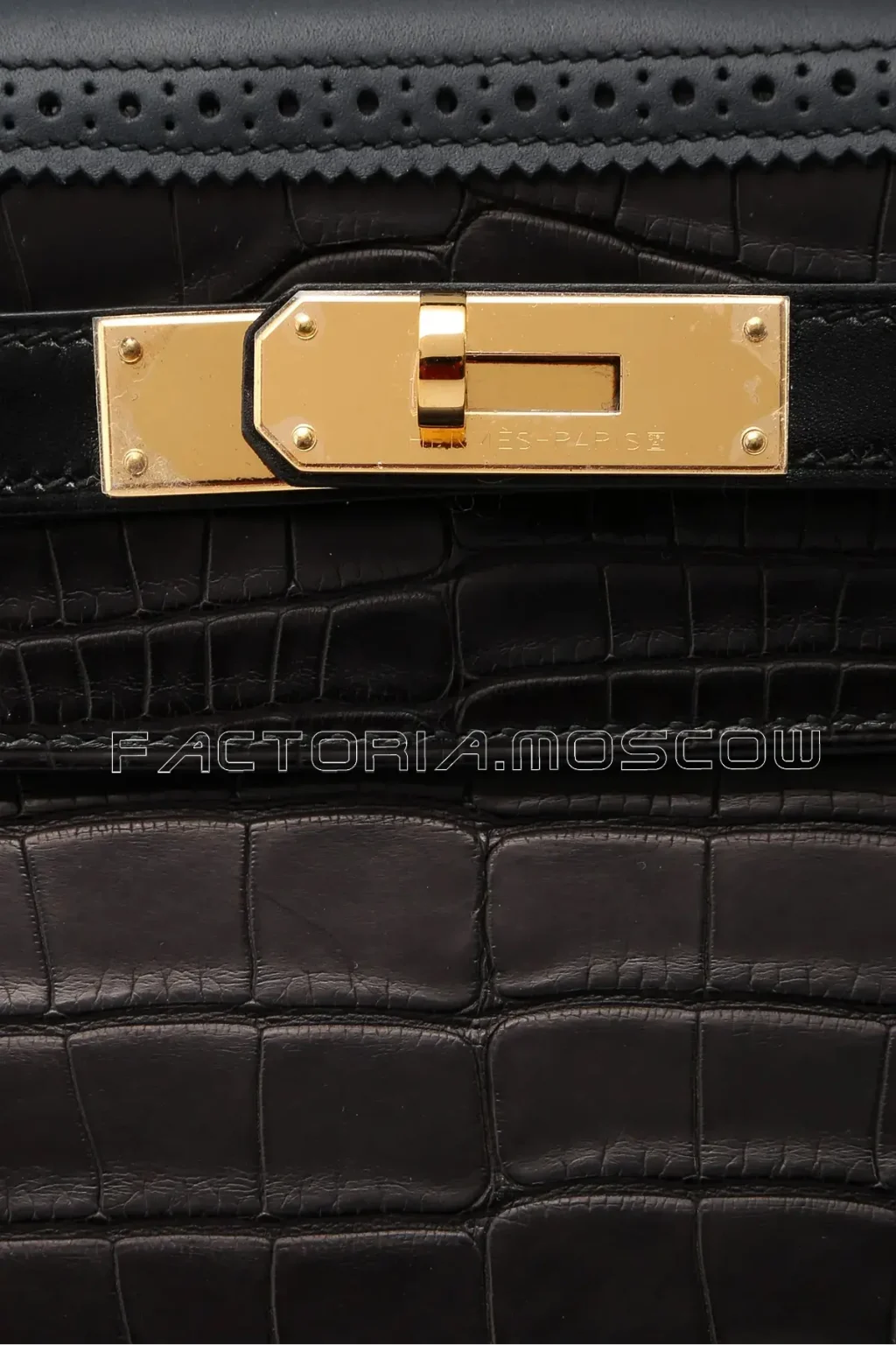 Hermes Kelly Retourne 32 Ghillies Matte Alligator Noir & Bleu Obscur GHW