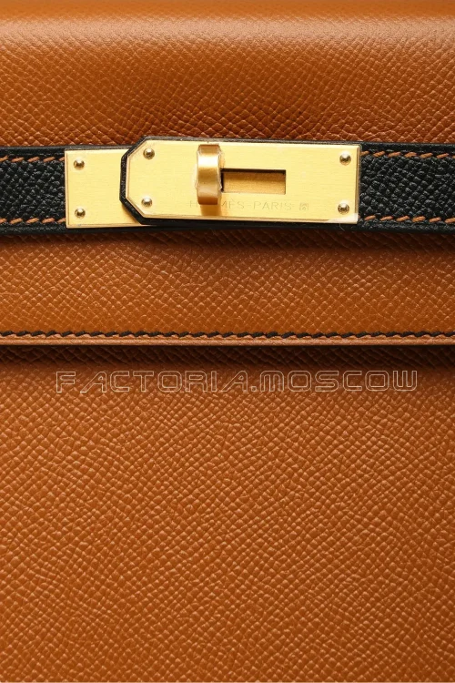 Hermes HSS Kelly Sellier 32 Epsom Colour Toffee & Noir GHW
