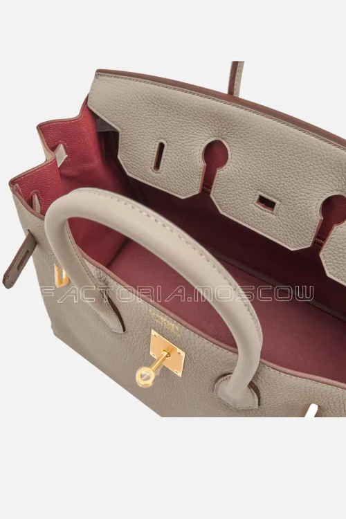 Hermès HSS Birkin 35 Togo Colour Gris Tourterelle And Bordeaux Brushed GHW