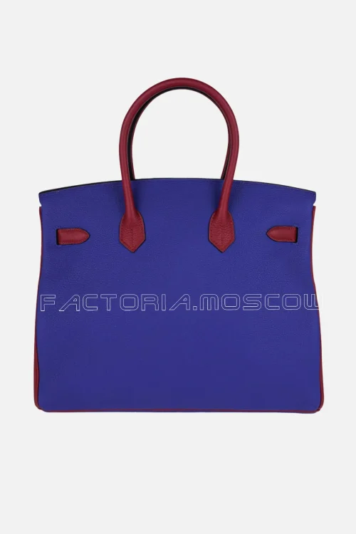 Hermes HSS Birkin 35 Togo Colour Blue Electric/Rouge Grenat PHW