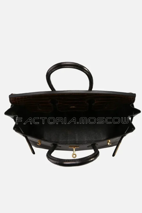 Hermes HSS Birkin 35 Shiny Porosus Tri-Colour Havane/Black/Miel GHW